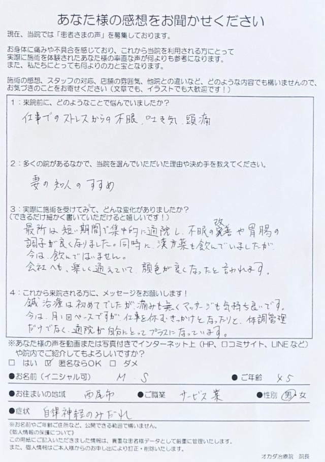 アンケート用紙